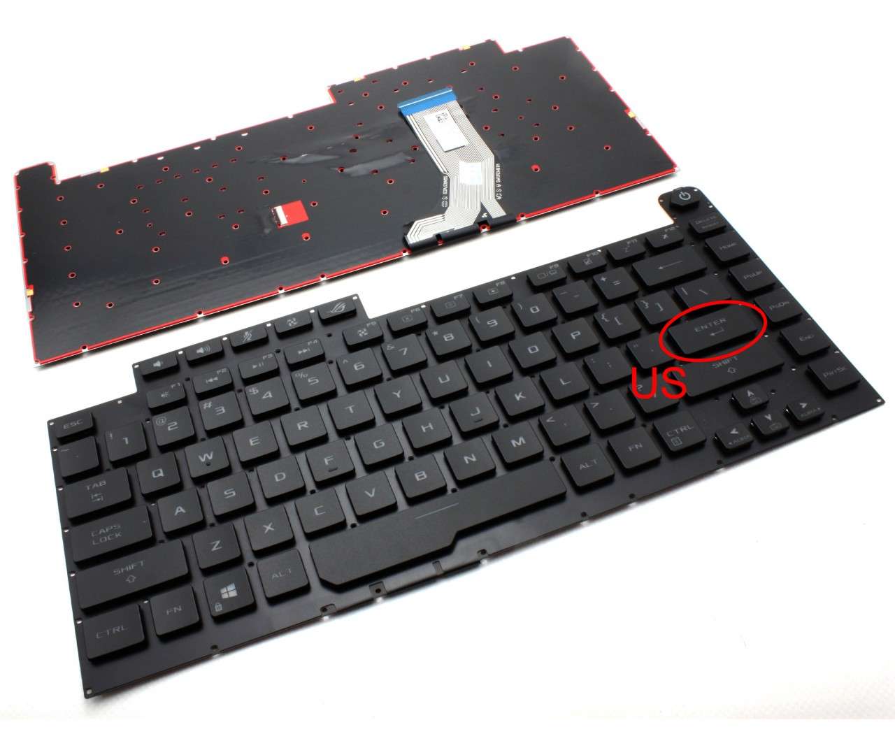 Tastatura Asus ROG STRIX G531 iluminata layout US fara rama enter mic