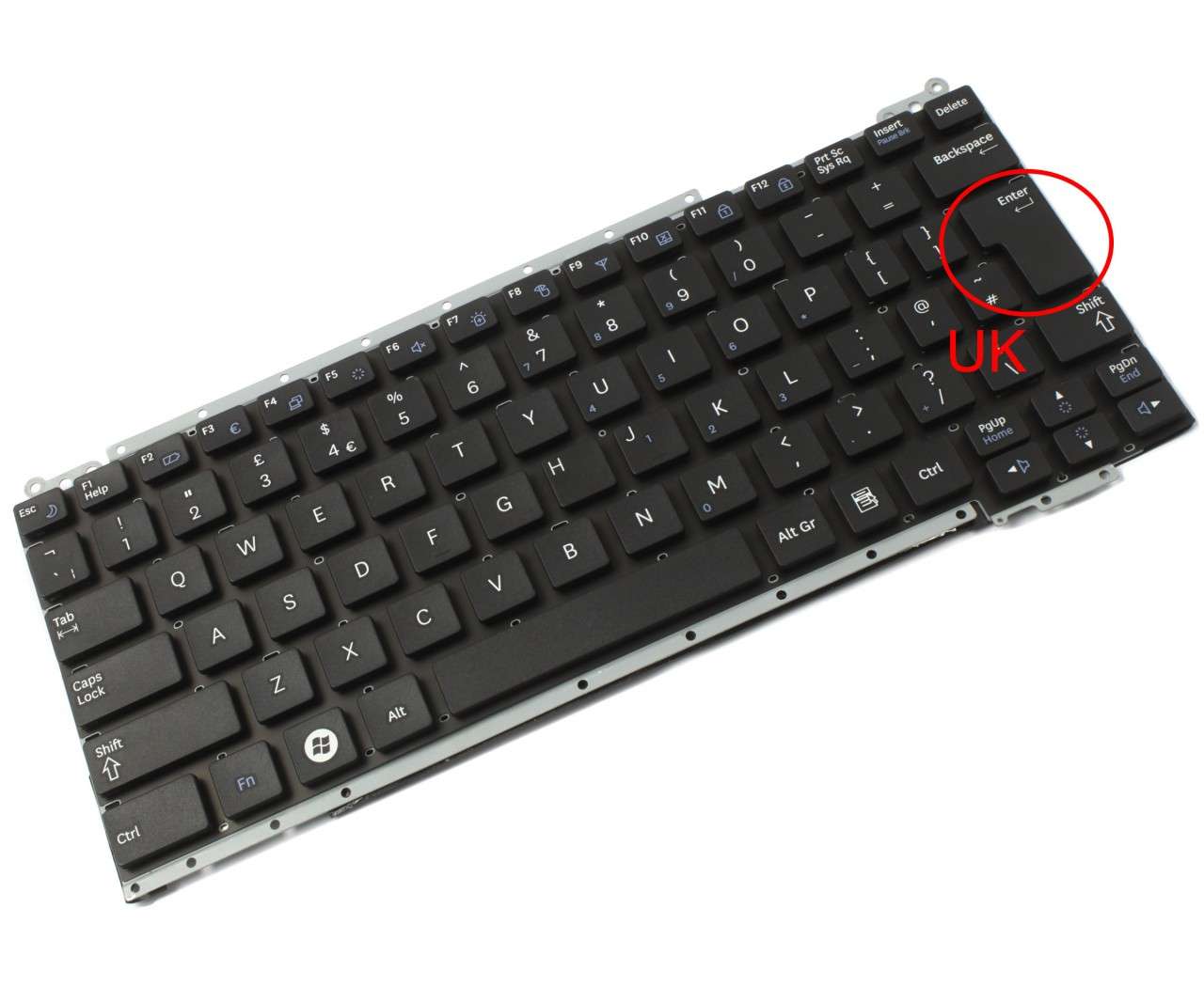 Tastatura neagra Samsung NP NC110 layout UK fara rama enter mare