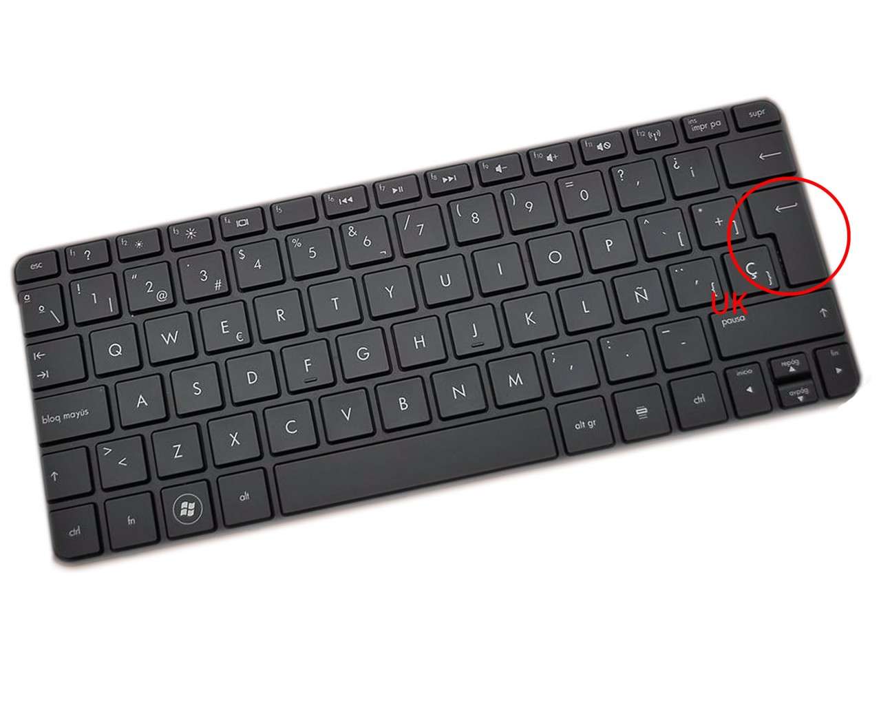 Tastatura neagra HP Mini 210 2000 layout UK fara rama enter mare