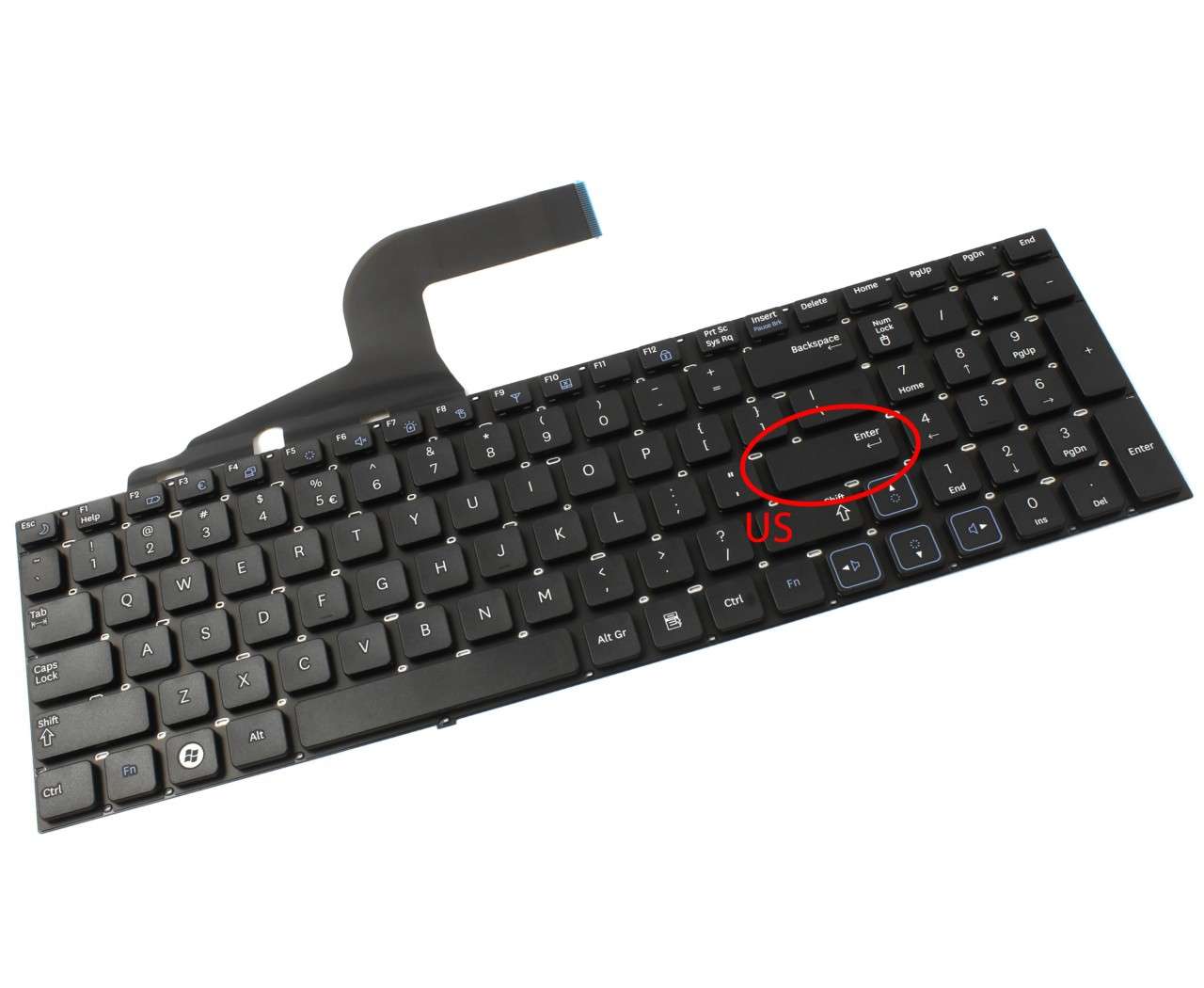 Tastatura neagra Samsung BA75 03073A layout US fara rama enter mic