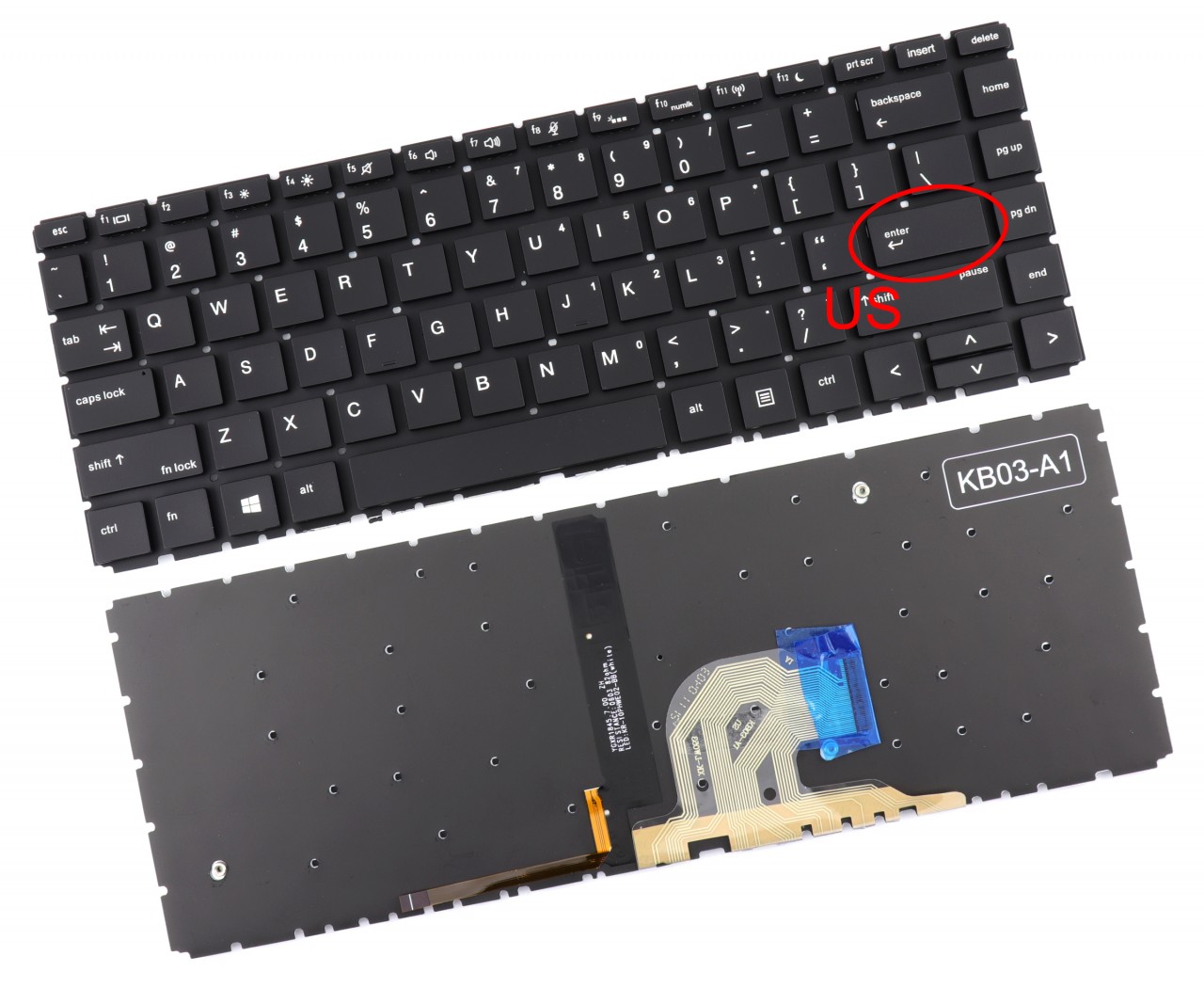 Tastatura HP ProBook 440 G7 iluminata layout US fara rama enter mic