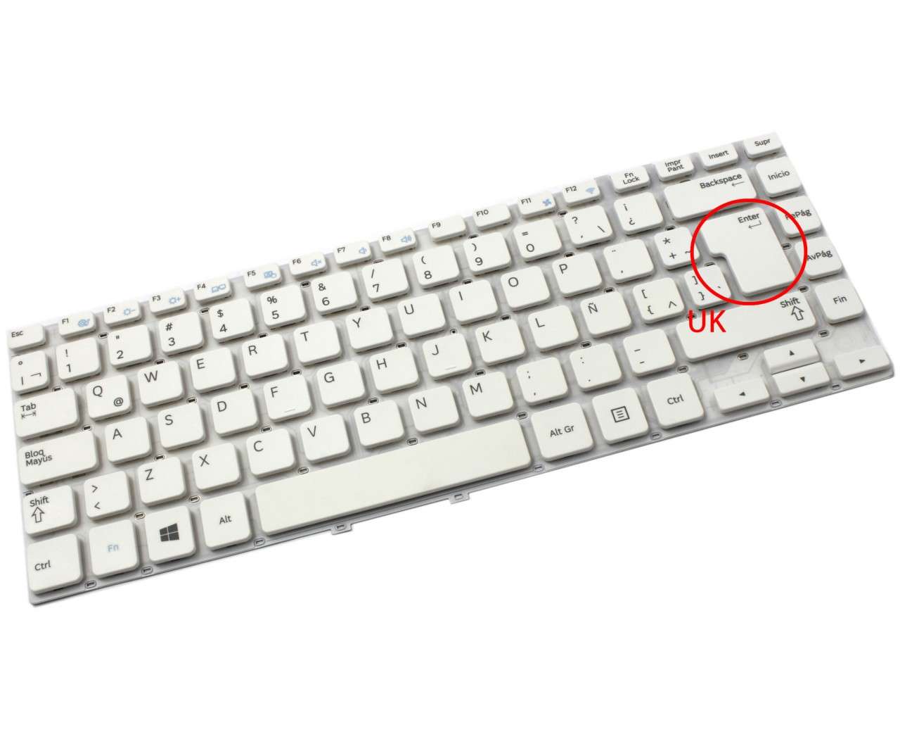 Tastatura alba Samsung NP355V4X layout UK fara rama enter mare